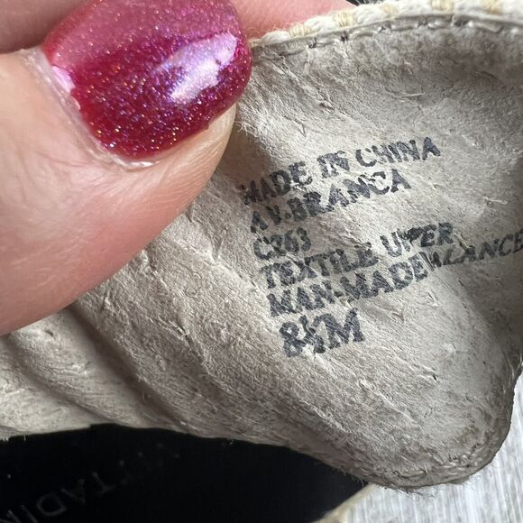 Adrienne Vittadini Shoes Wedge Espadrilles Black Tan Stretch 8.5 - Picture 7 of 10